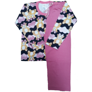 0350 Pijama Rosa Ursa  e Coração com Calça Rosa 4